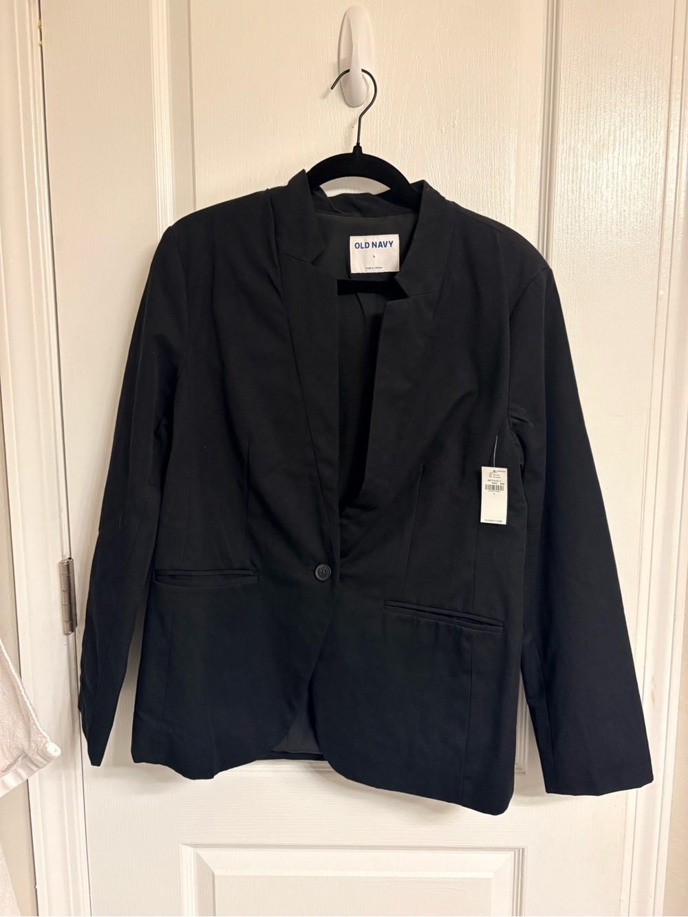 Old Navy Black Women's Single-Button Notchless Blazer